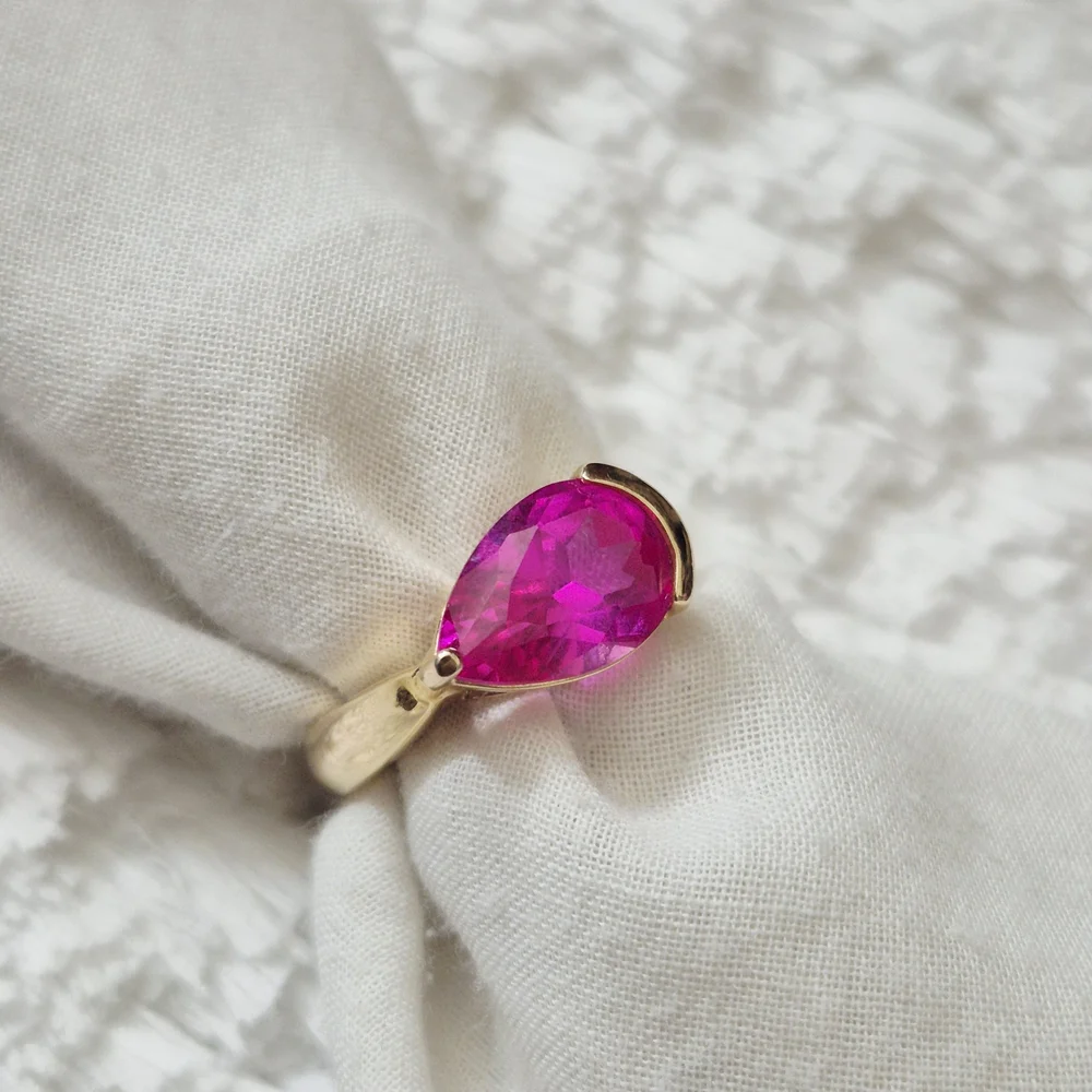 Vintage Gold Vermeil Pink Topaz Ring - Picture 4 of 8